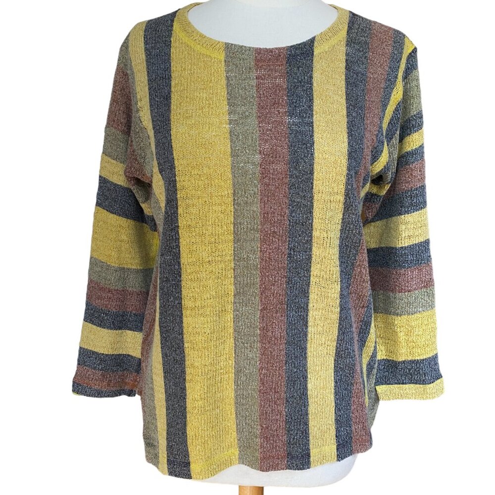 Nally & Millie USA Multi-Color Vertical Stripe Knit Sweater Retro Granola Girl-L